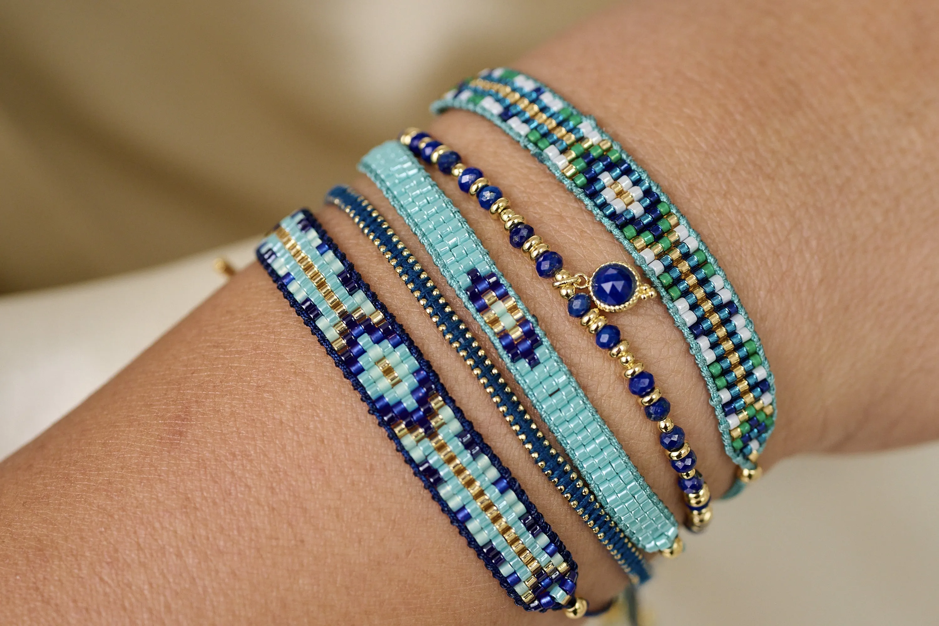 Jump Aqua Beaded Bracelet