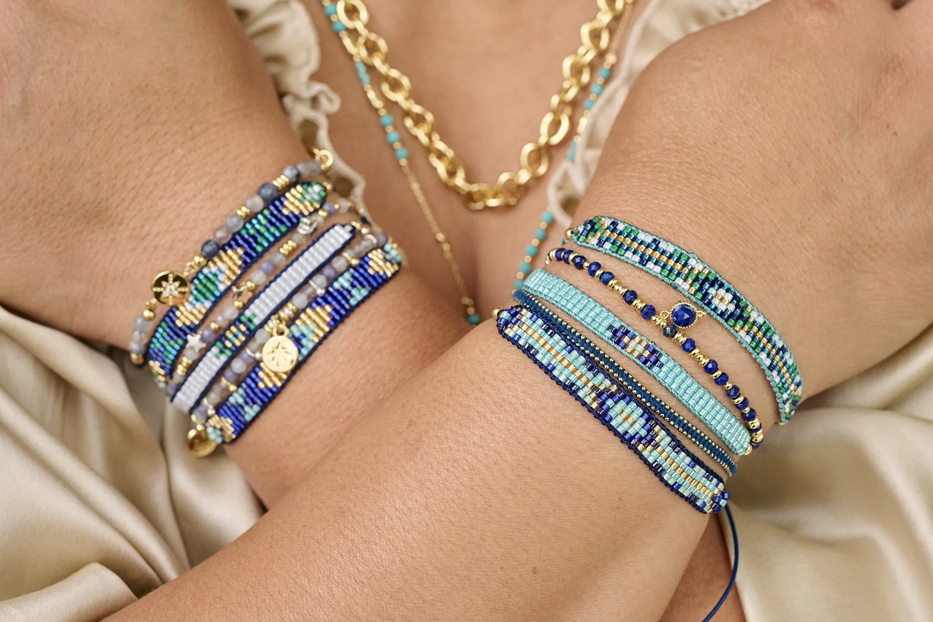 Jump Aqua Beaded Bracelet