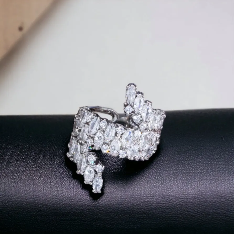 KARRIE - Clear Marquise Double Row CZ Adjustable Ring