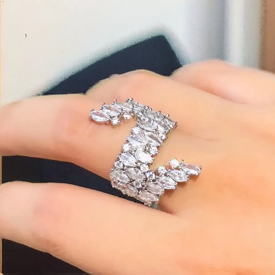 KARRIE - Clear Marquise Double Row CZ Adjustable Ring