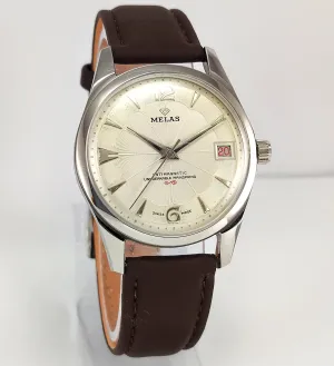 Melas Pearl Dial 17 Jewels Transparent Back Date Function Men's Hand-Winding Watch