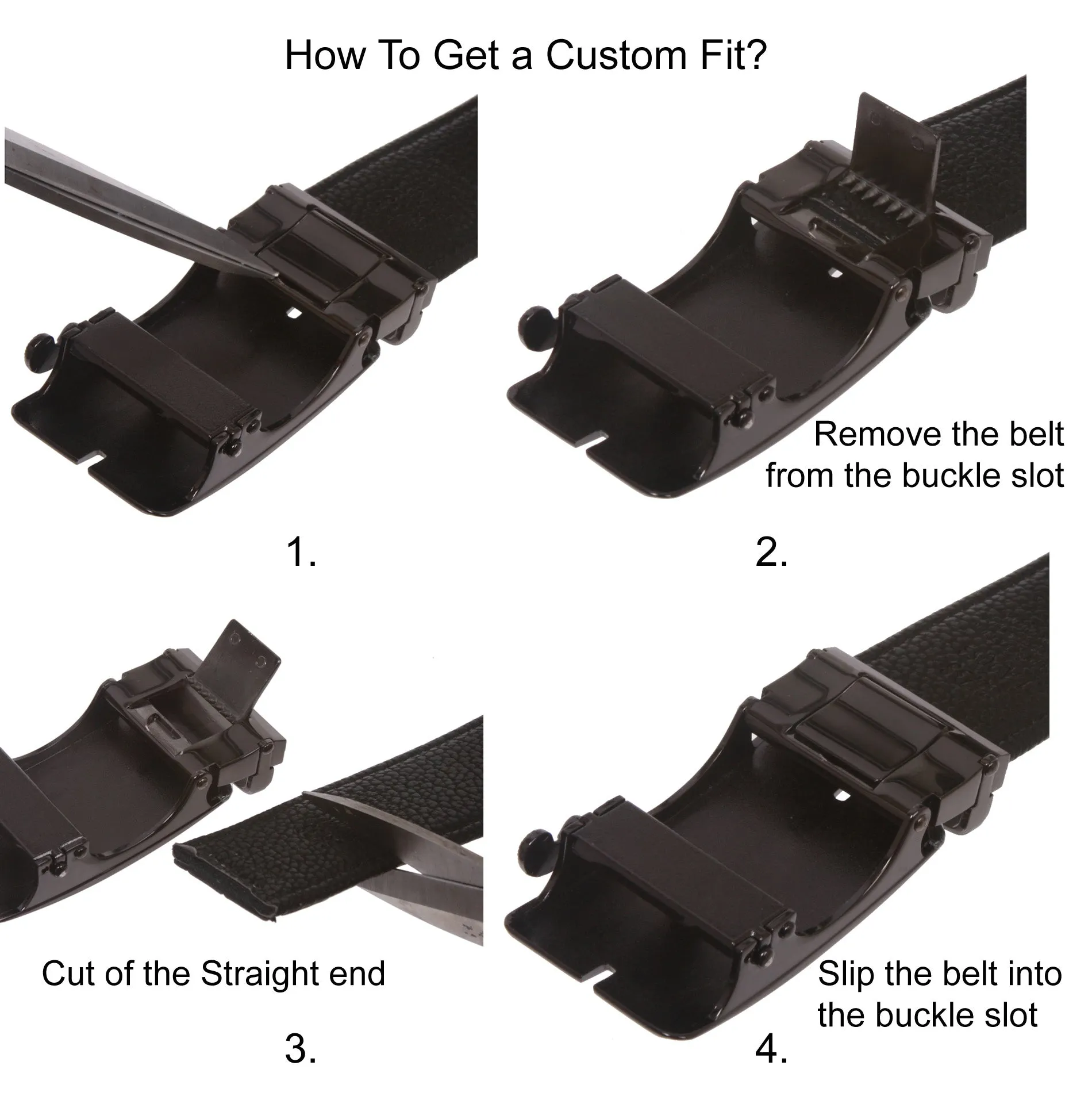 Men's Plain Leather Slide Ratchet Dress Belt with Eagle Design Automatic Buckle