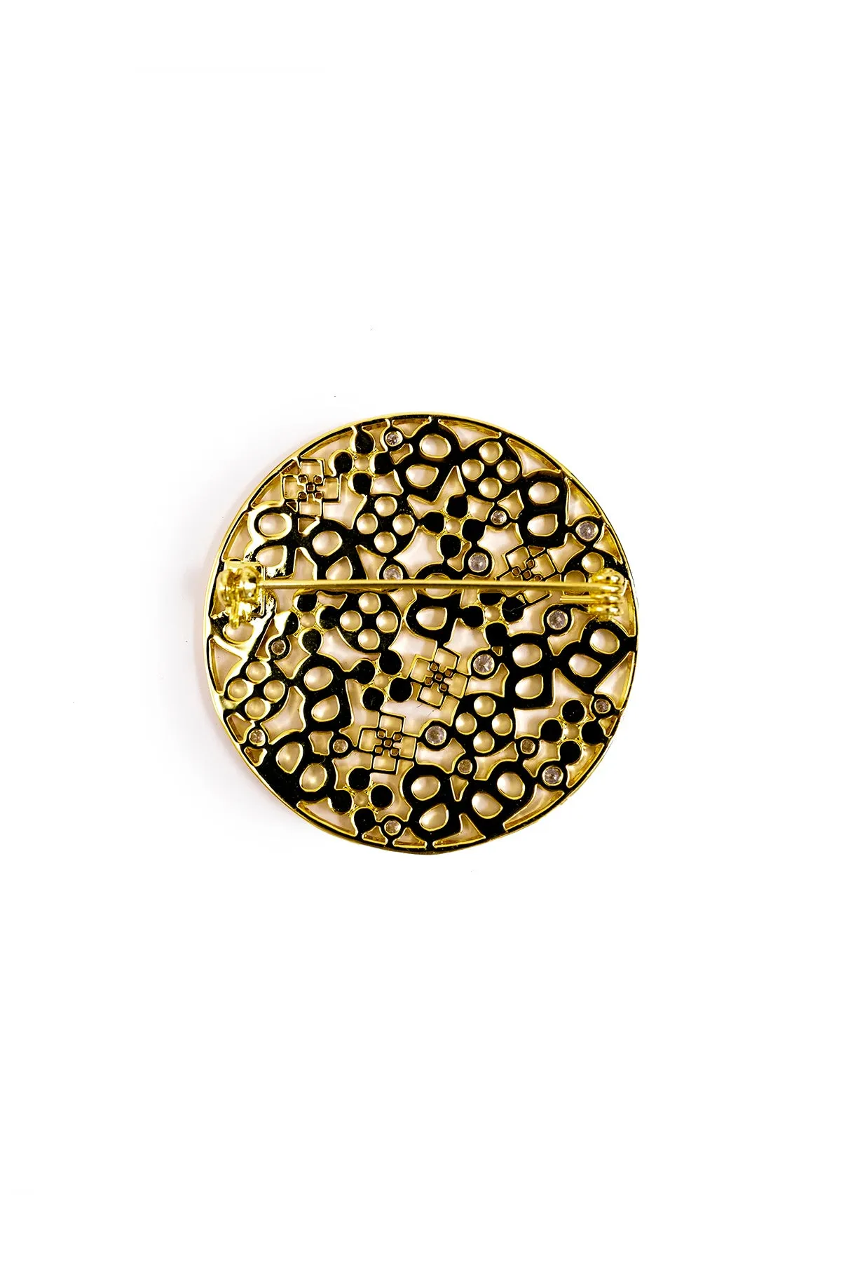Monogram Carved Brooch - Gold