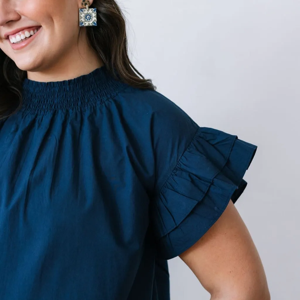 Navy Flutter Top