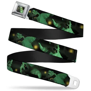 Oogie Boogie Face CLOSE-UP Full Color Seatbelt Belt - Oogie Boogie 4-Poses Black/Yellow/Green Webbing