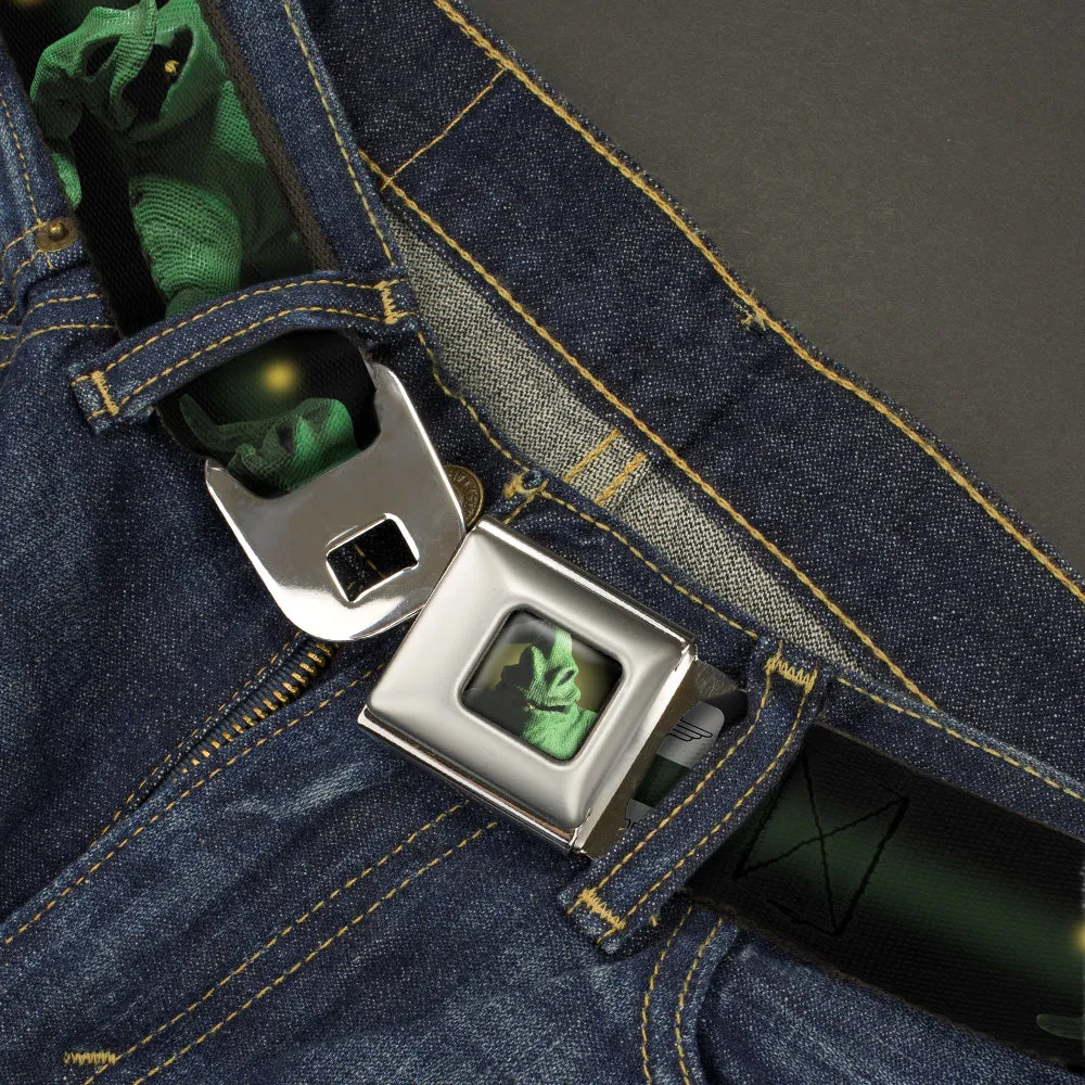 Oogie Boogie Face CLOSE-UP Full Color Seatbelt Belt - Oogie Boogie 4-Poses Black/Yellow/Green Webbing