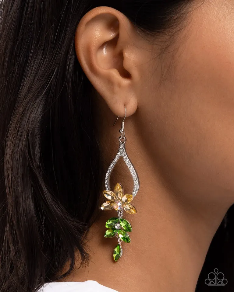 Paparazzi Earring ~ Floral Fuss - Yellow