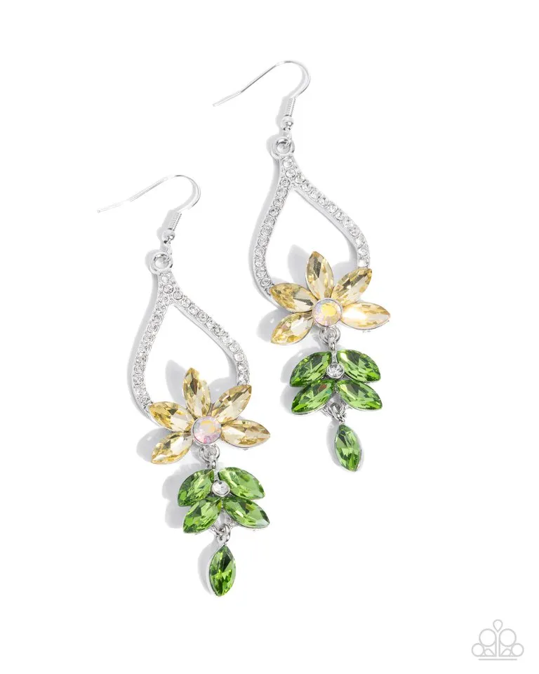 Paparazzi Earring ~ Floral Fuss - Yellow