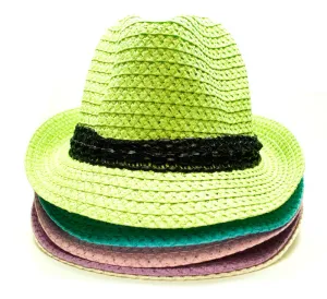 Pastel Color Straw Fedora Hat