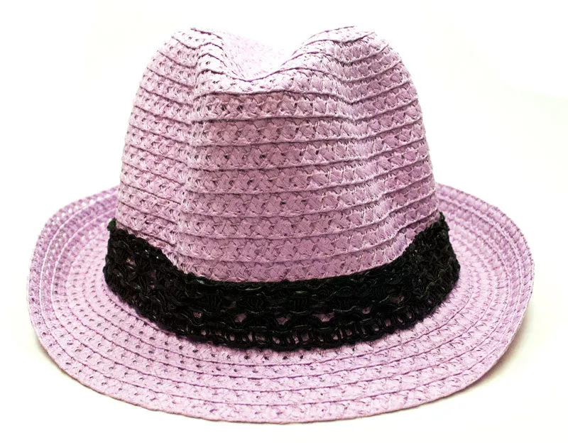 Pastel Color Straw Fedora Hat