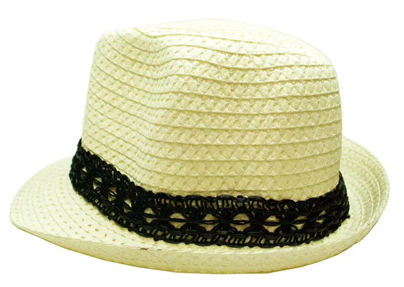 Pastel Color Straw Fedora Hat