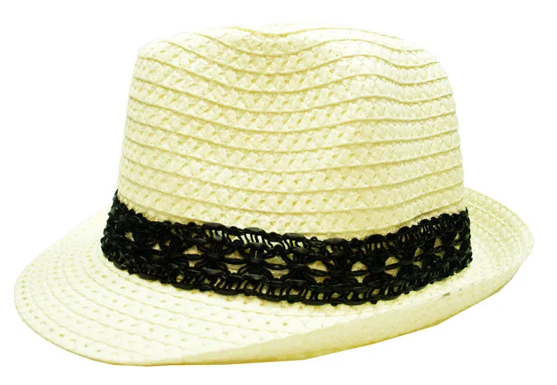 Pastel Color Straw Fedora Hat