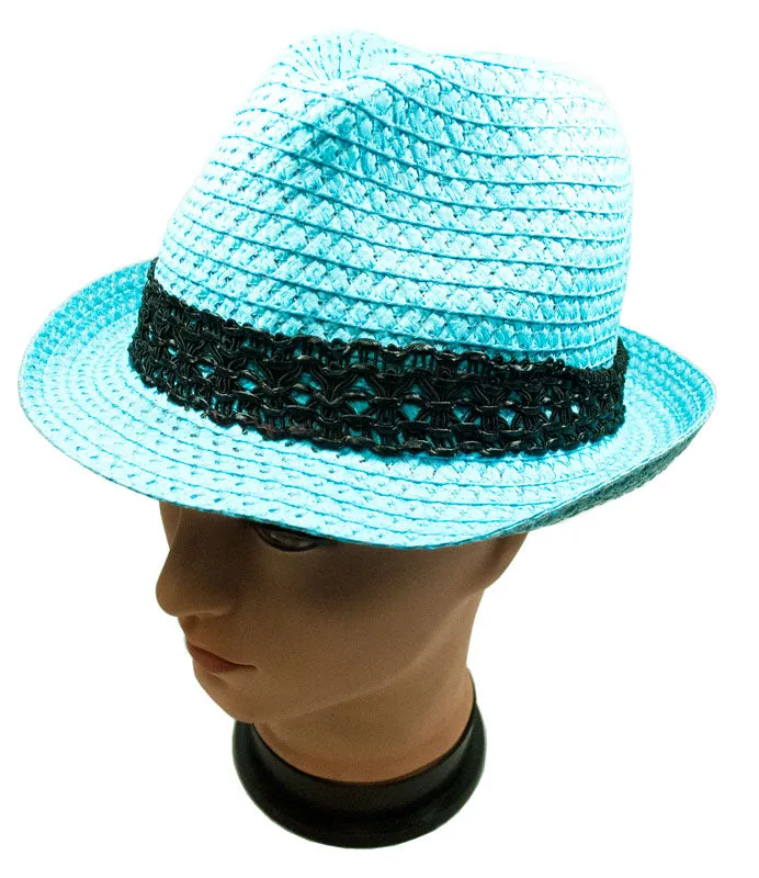 Pastel Color Straw Fedora Hat