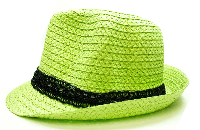 Pastel Color Straw Fedora Hat