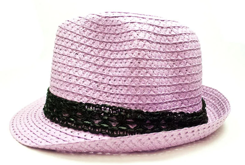 Pastel Color Straw Fedora Hat