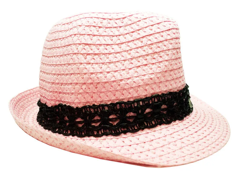 Pastel Color Straw Fedora Hat