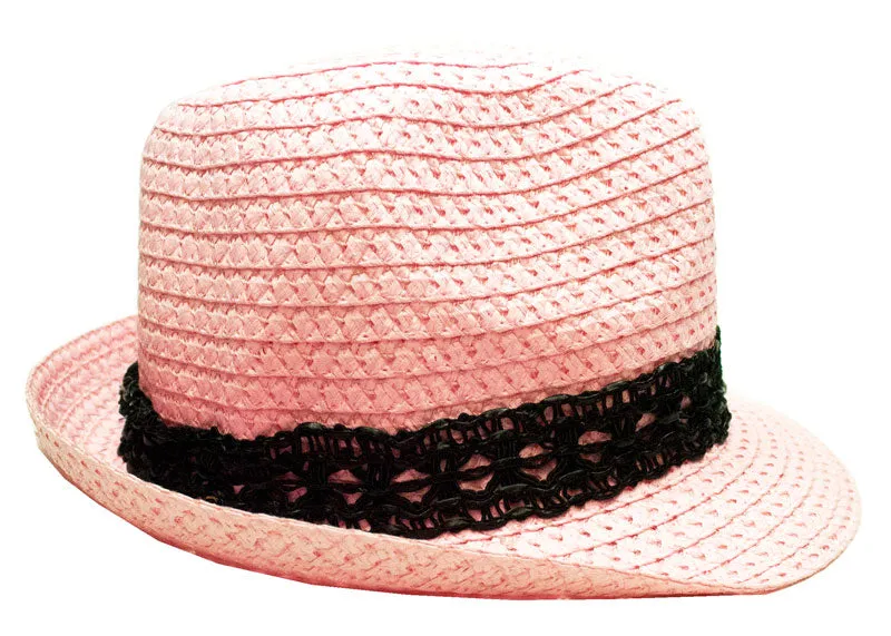 Pastel Color Straw Fedora Hat