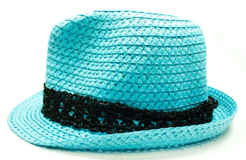 Pastel Color Straw Fedora Hat