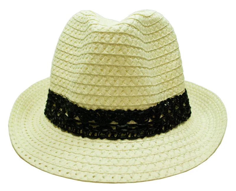Pastel Color Straw Fedora Hat