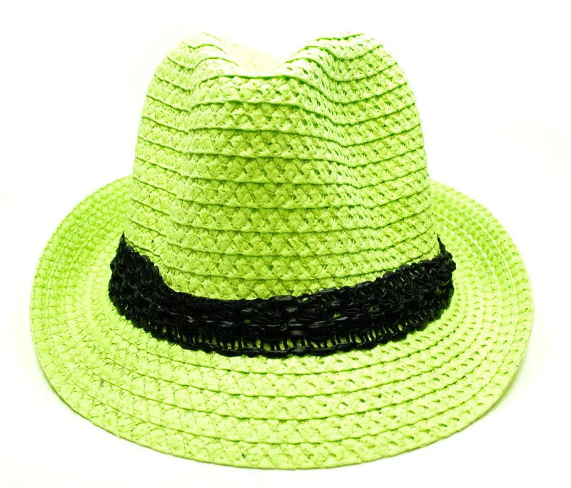 Pastel Color Straw Fedora Hat