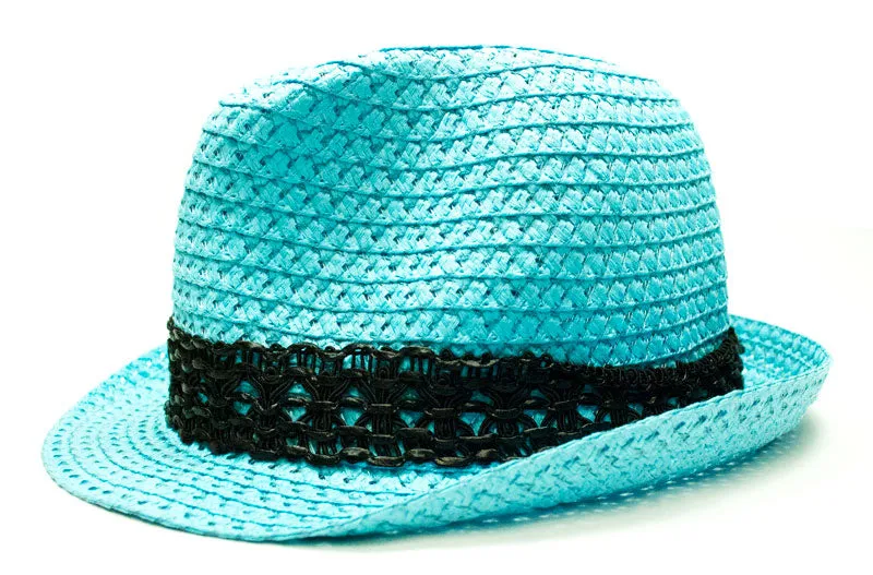 Pastel Color Straw Fedora Hat