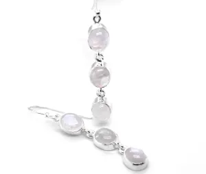 Radiant Long Earrings with Three Moonstones
