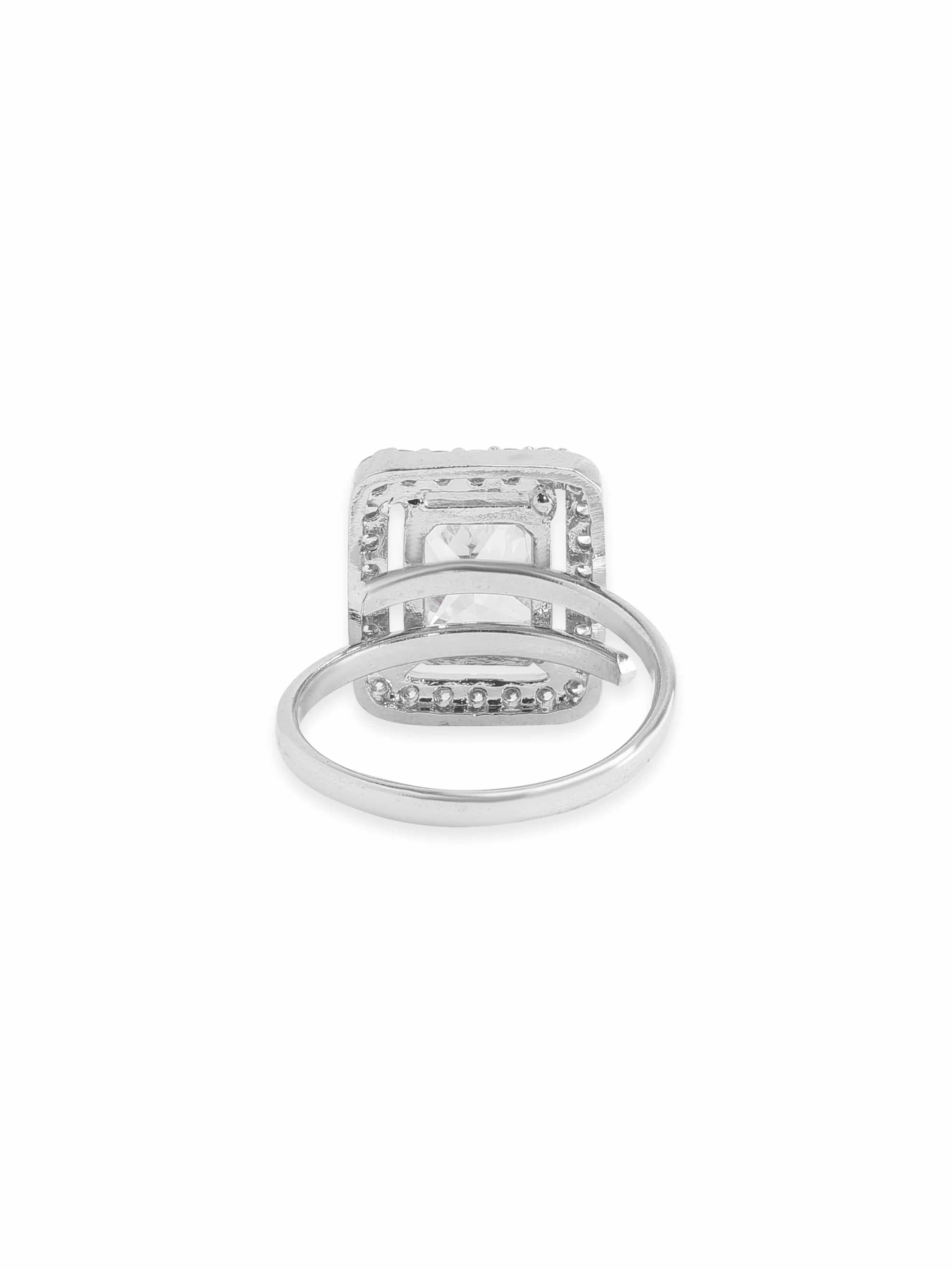 Rubans Rhodium plated White Zirconia Classy Ring
