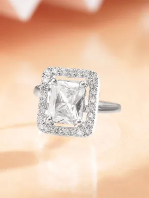 Rubans Rhodium plated White Zirconia Classy Ring