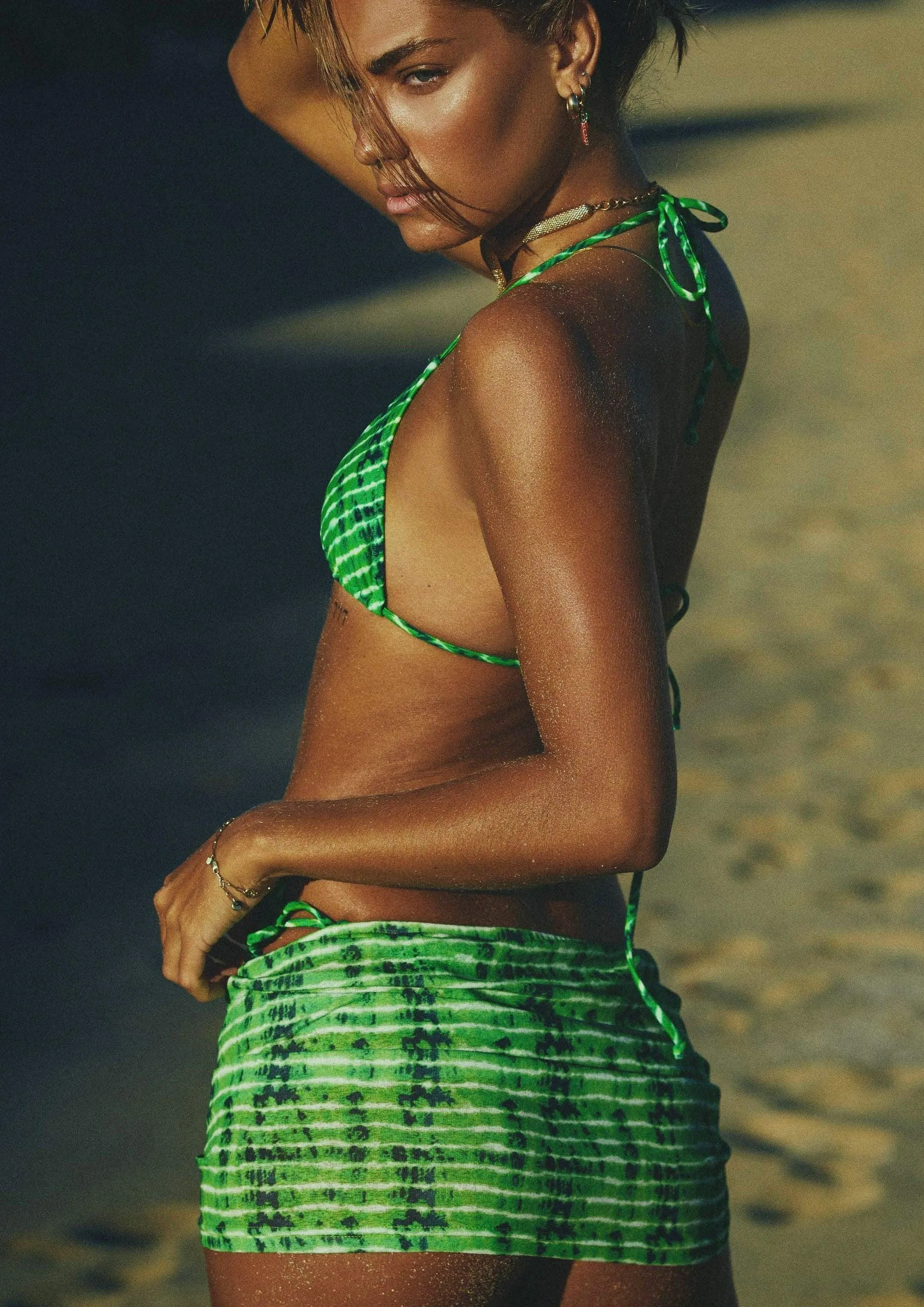 Ruche Mini Skirt in Amazon Print