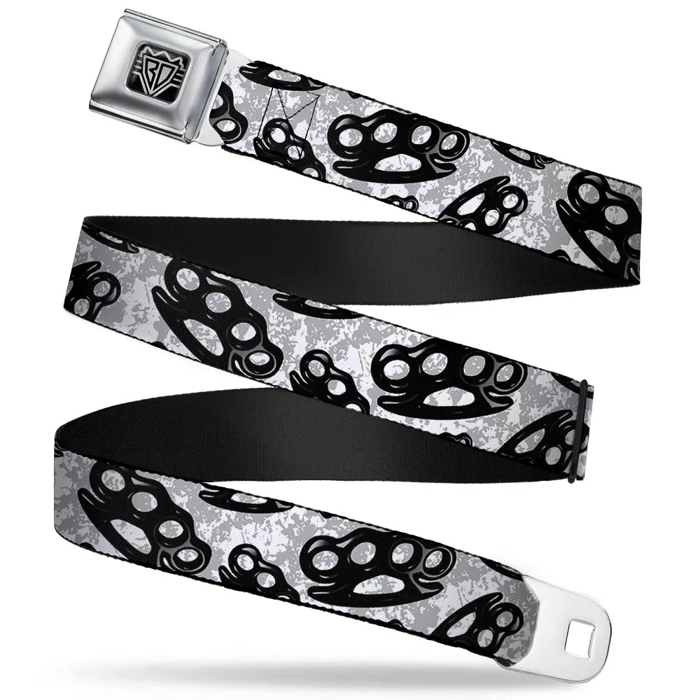 Seatbelt Belt - Brass Knuckles White/Gray/Black