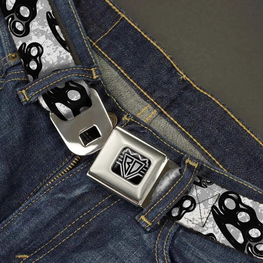 Seatbelt Belt - Brass Knuckles White/Gray/Black