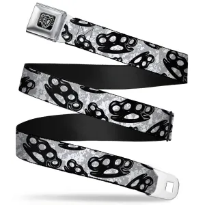 Seatbelt Belt - Brass Knuckles White/Gray/Black