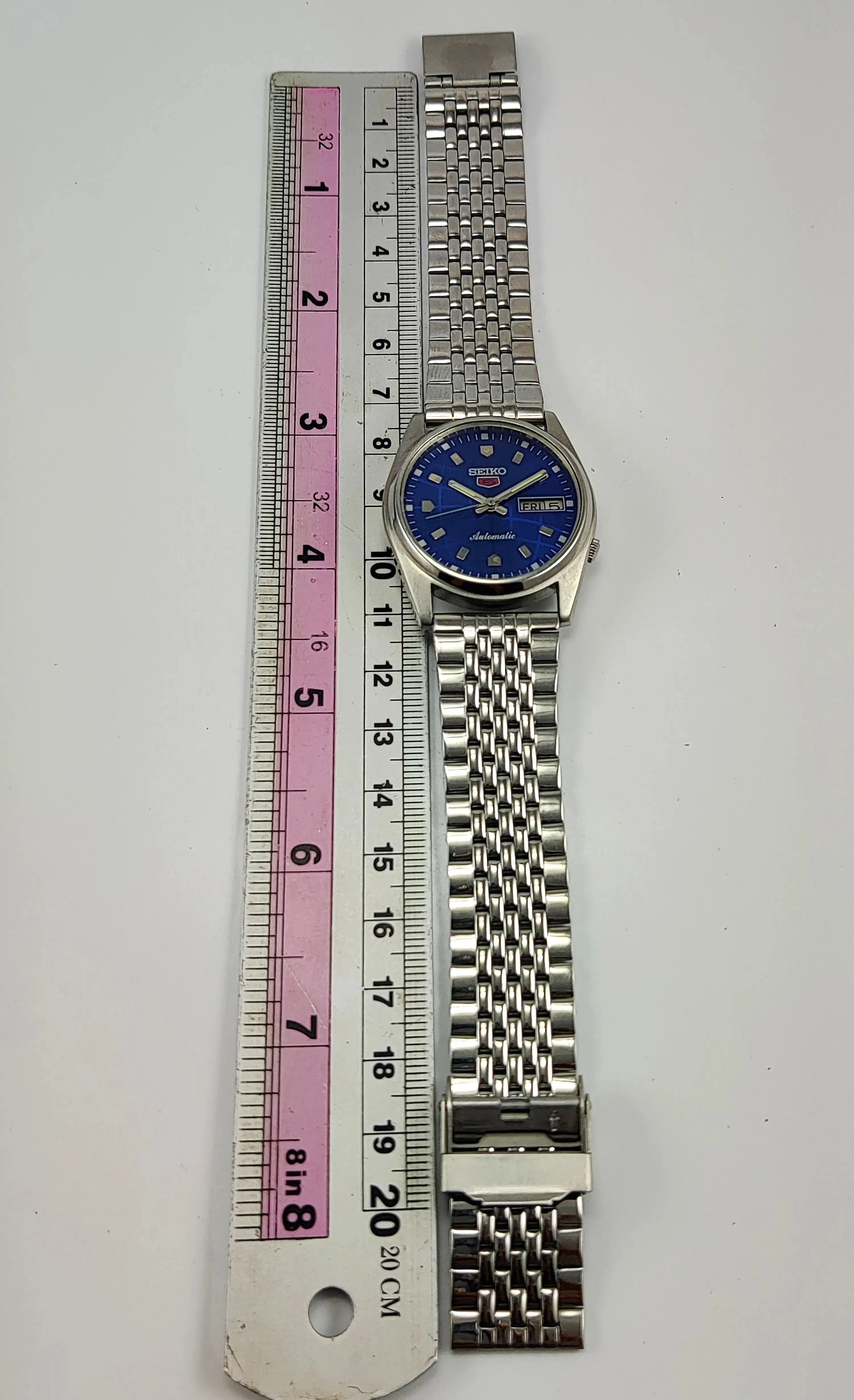 Seiko 5 Blue Dial 17 Jewels Mechanical Automatic Day-Date Men's Wrist Watch 7009A