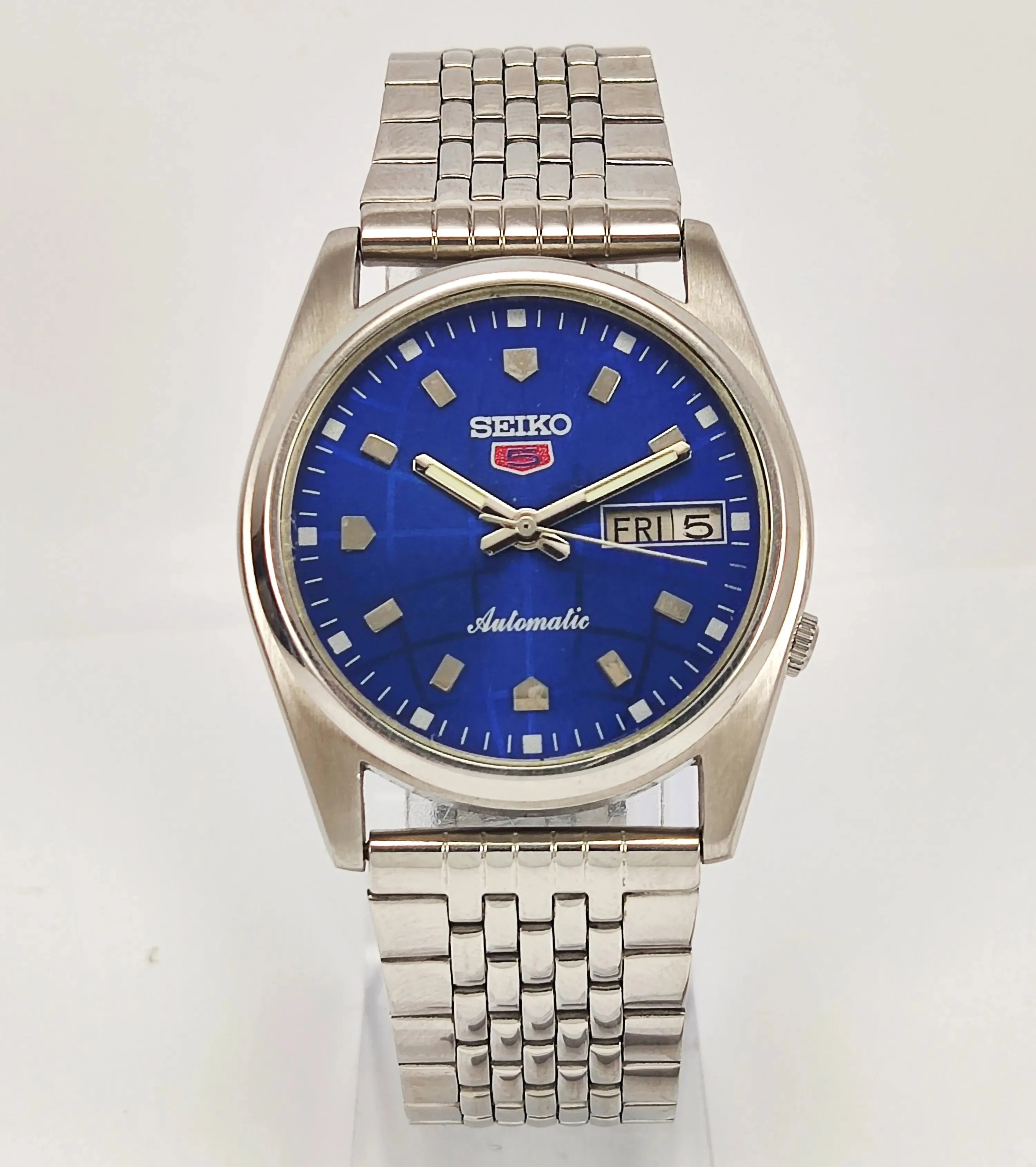 Seiko 5 Blue Dial 17 Jewels Mechanical Automatic Day-Date Men's Wrist Watch 7009A