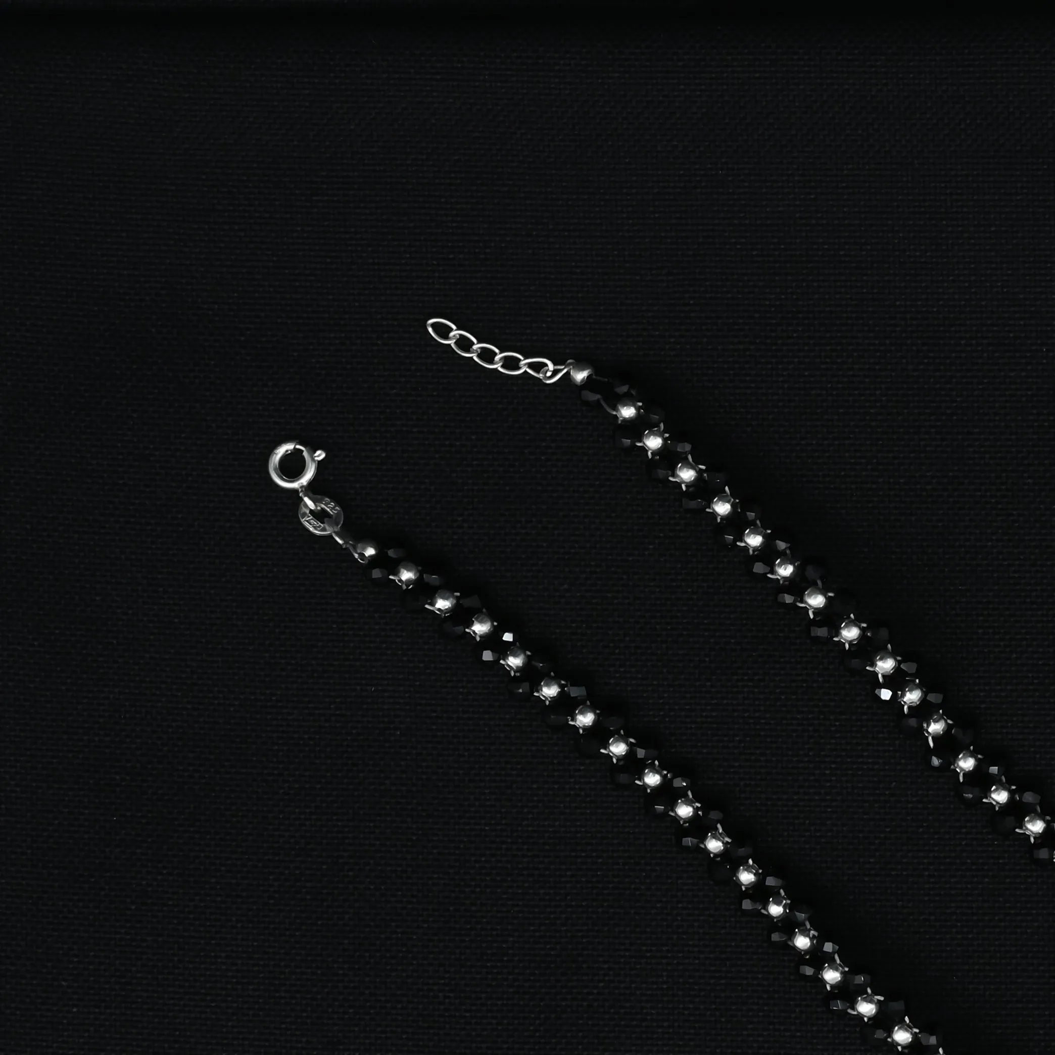 Silver Retro Black & Silver Beaded Casual Payal for Girls