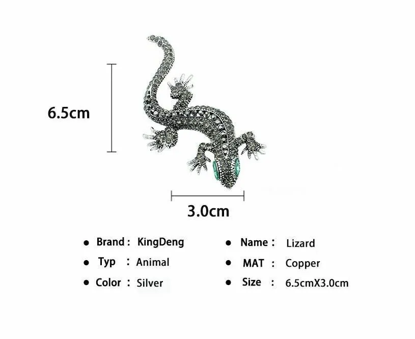Stunning silver plated vintage look lizard gecko christmas brooch cake pin n6