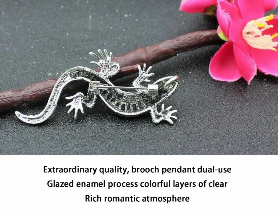 Stunning silver plated vintage look lizard gecko christmas brooch cake pin n6