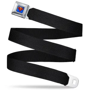 Superman Full Color Blue Seatbelt Belt - Black Webbing