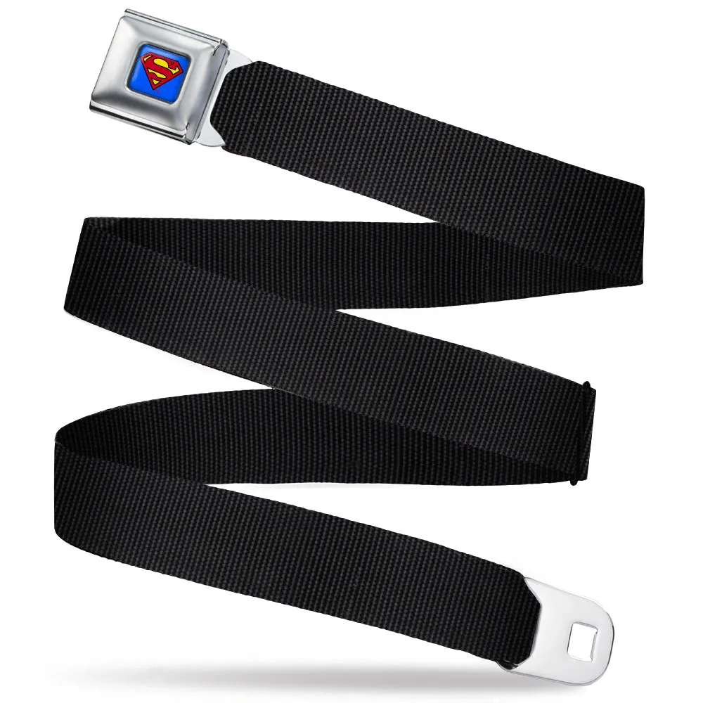Superman Full Color Blue Seatbelt Belt - Black Webbing