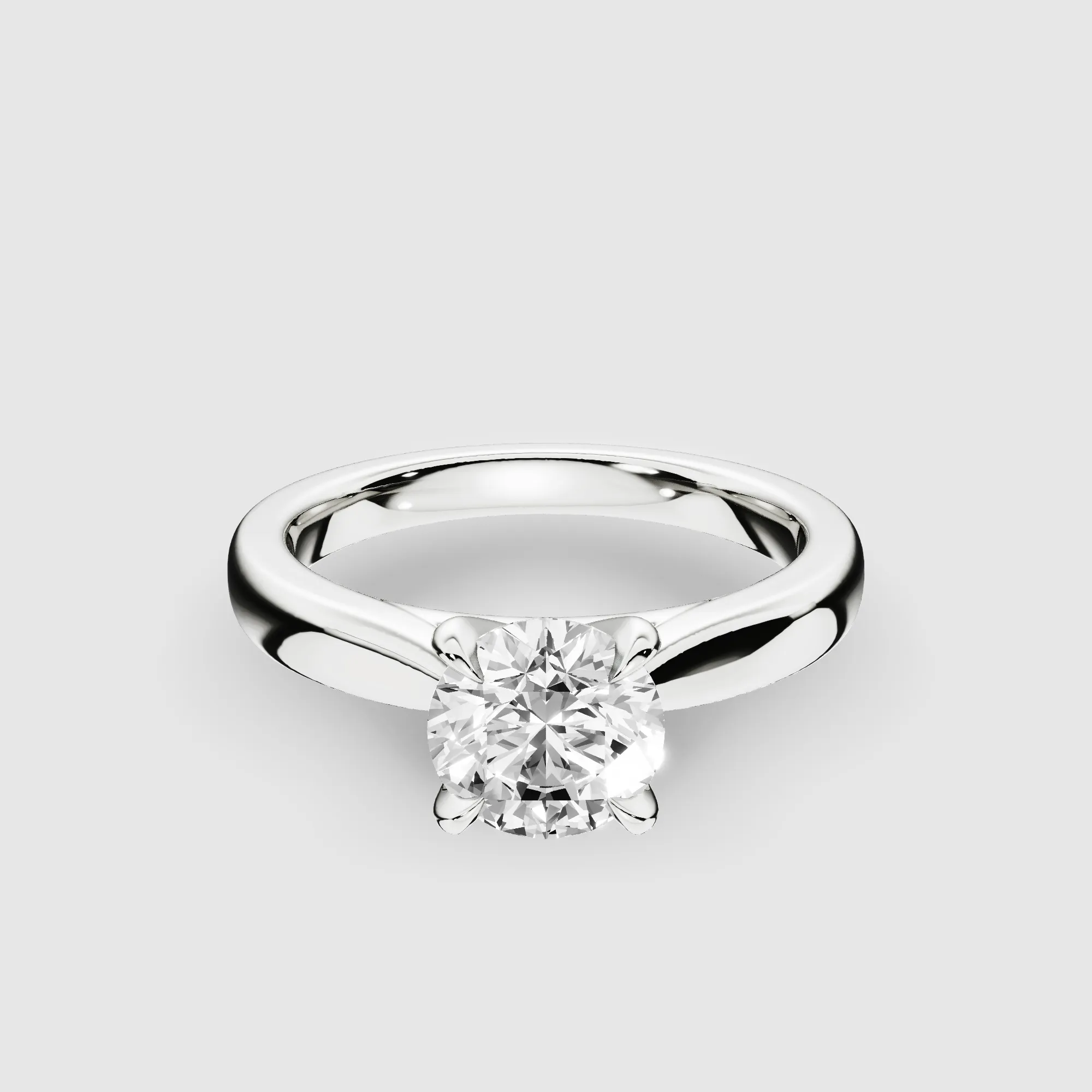Taper Shank Prong Set Lab Grown Diamond Solitaire Ring -Round