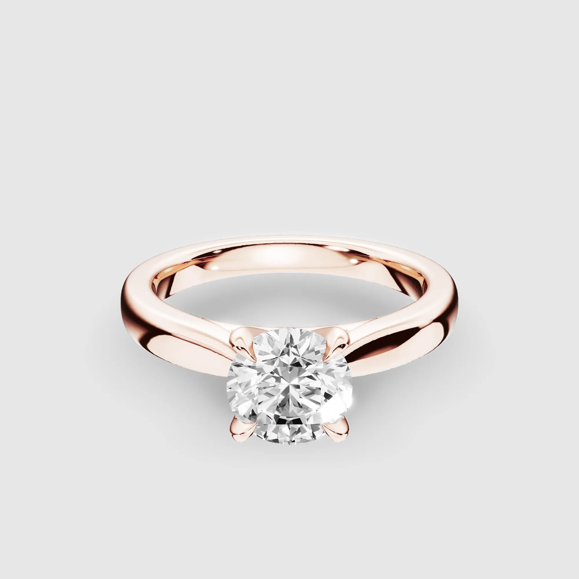 Taper Shank Prong Set Lab Grown Diamond Solitaire Ring -Round