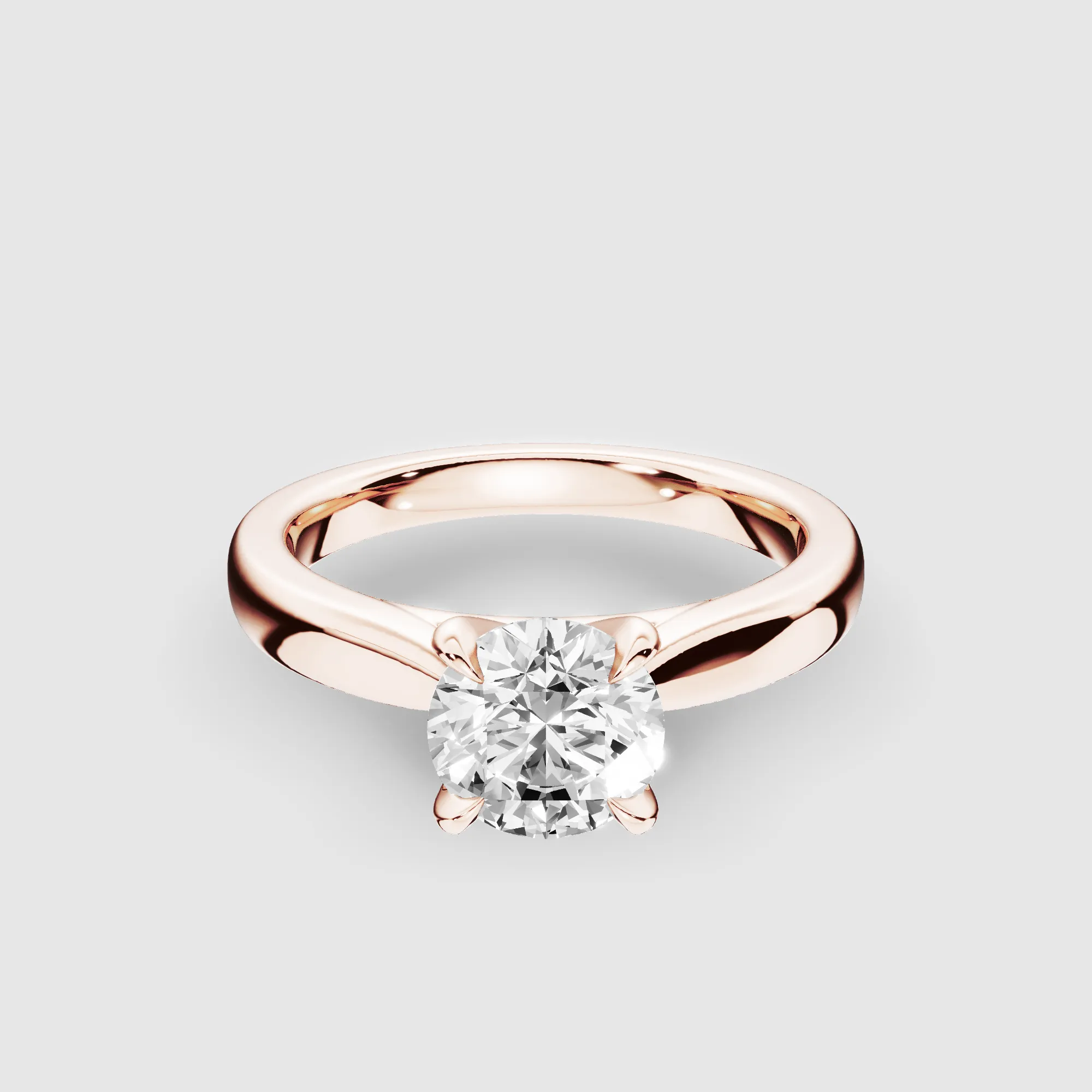 Taper Shank Prong Set Lab Grown Diamond Solitaire Ring -Round