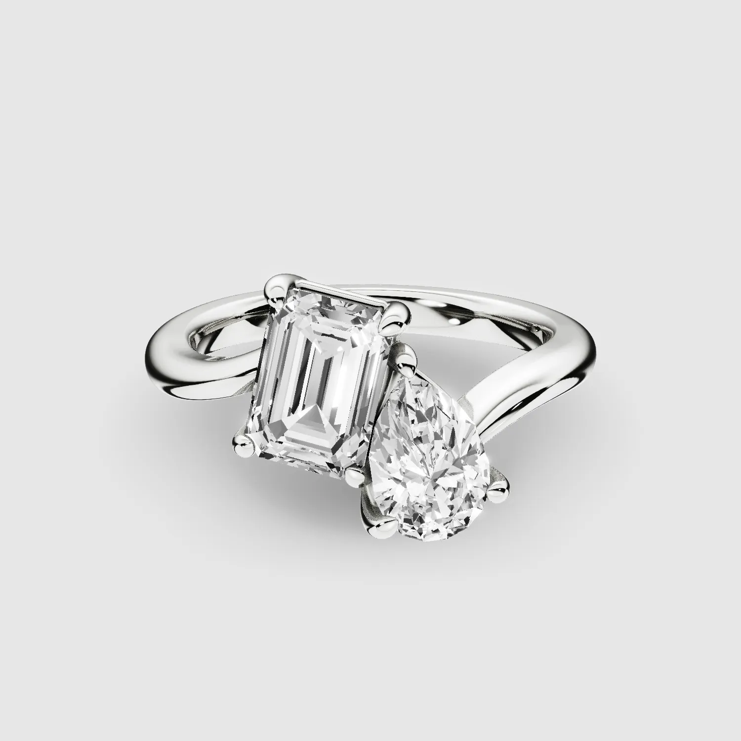 U&I Emerald and Pear Lab Grown Diamond Fashion Ring-Multi Stone