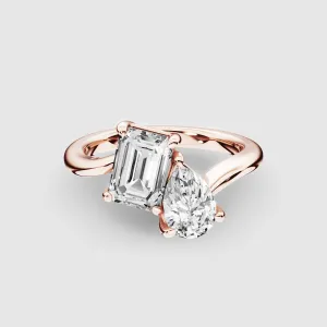 U&I Emerald and Pear Lab Grown Diamond Fashion Ring-Multi Stone