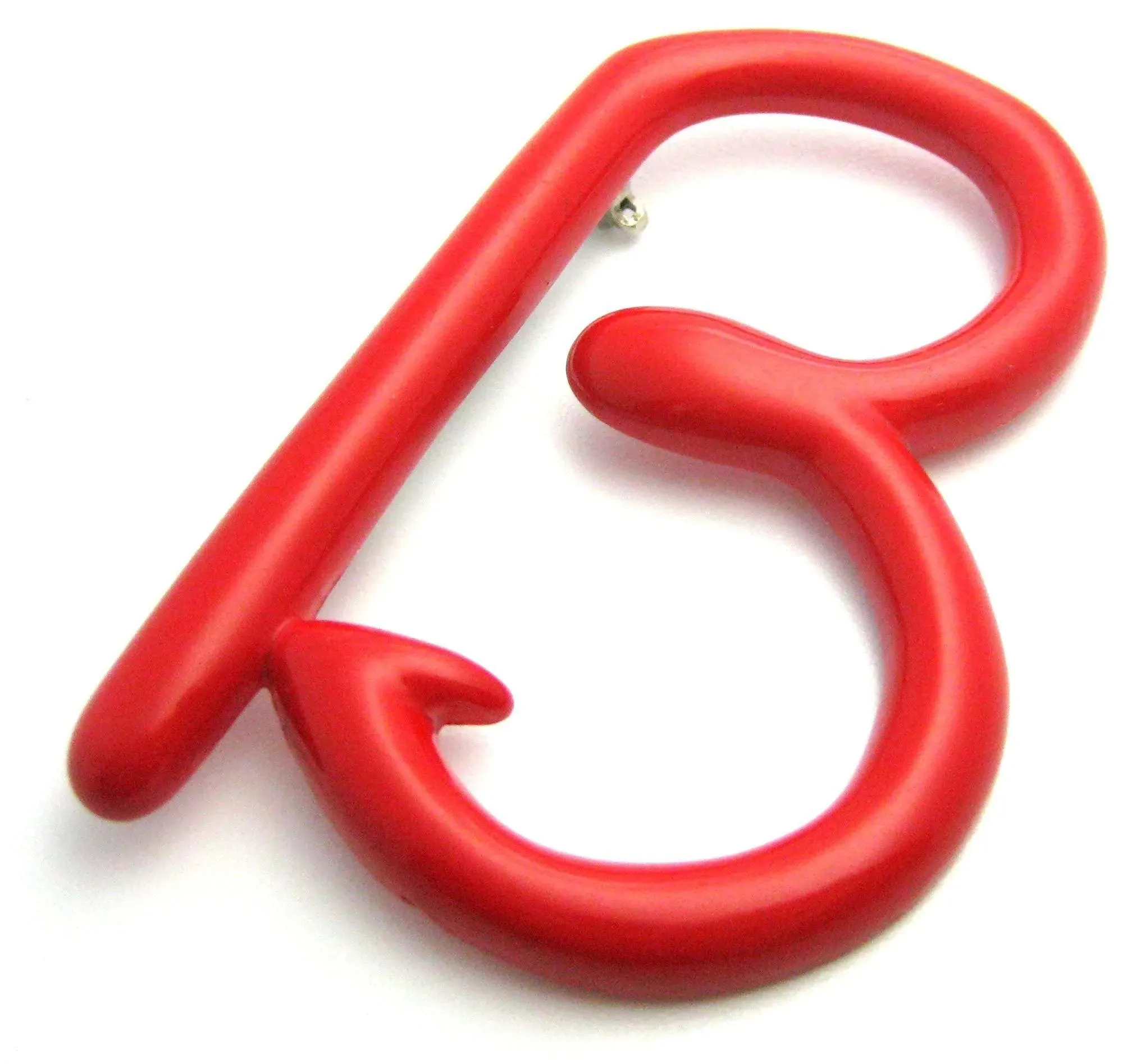 Vintage 1980s Red Plastic 'B' Brooch