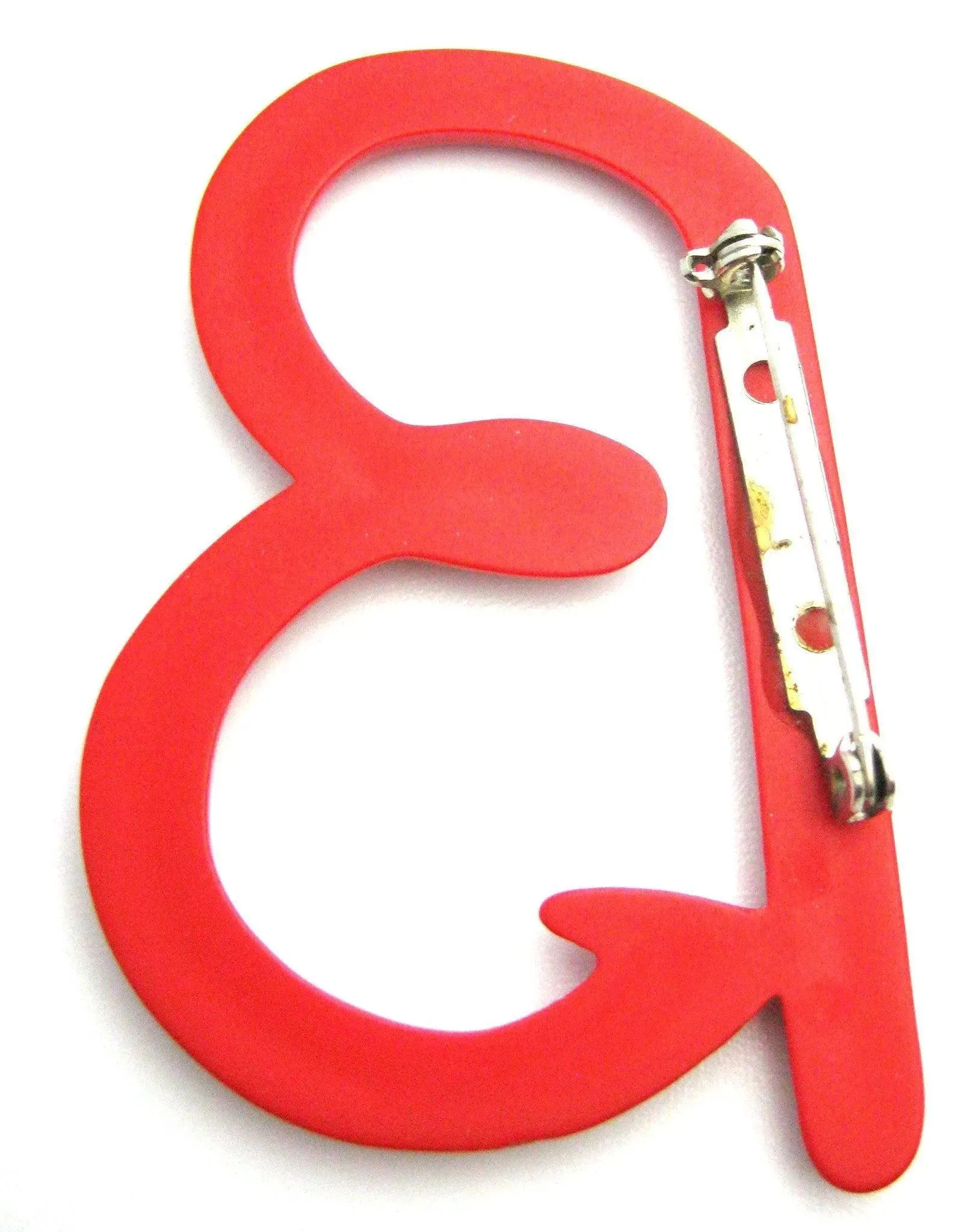 Vintage 1980s Red Plastic 'B' Brooch