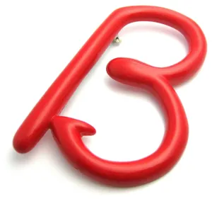 Vintage 1980s Red Plastic 'B' Brooch