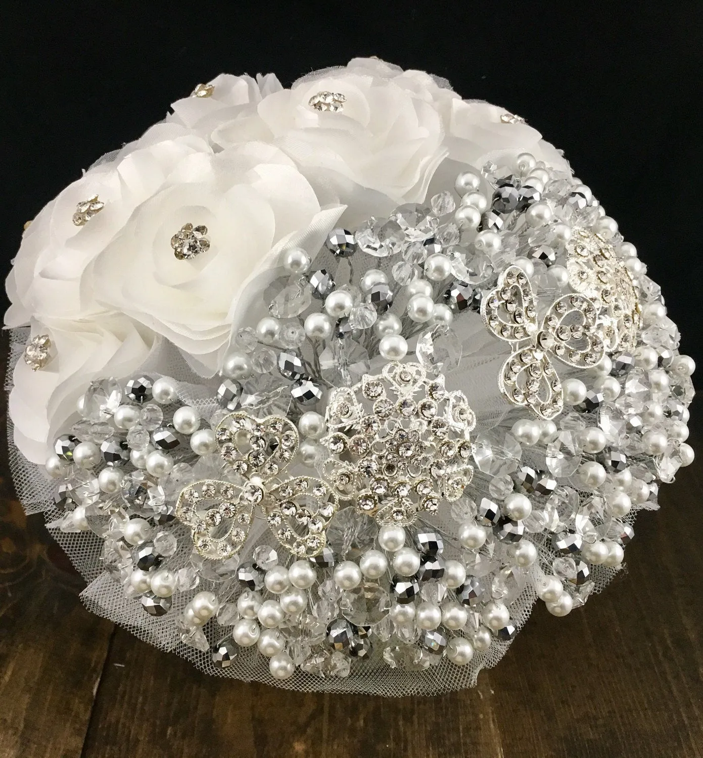 White silver Wedding brooch bouquet, Quinceanera bouquet, brooch bouquet wedding, brooch bouquet, ivory wedding