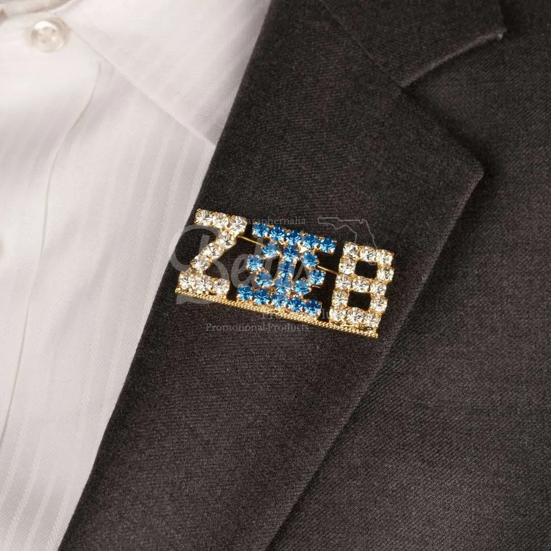Zeta Phi Beta ΖΦΒ Greek Letters Rhinestone Pin