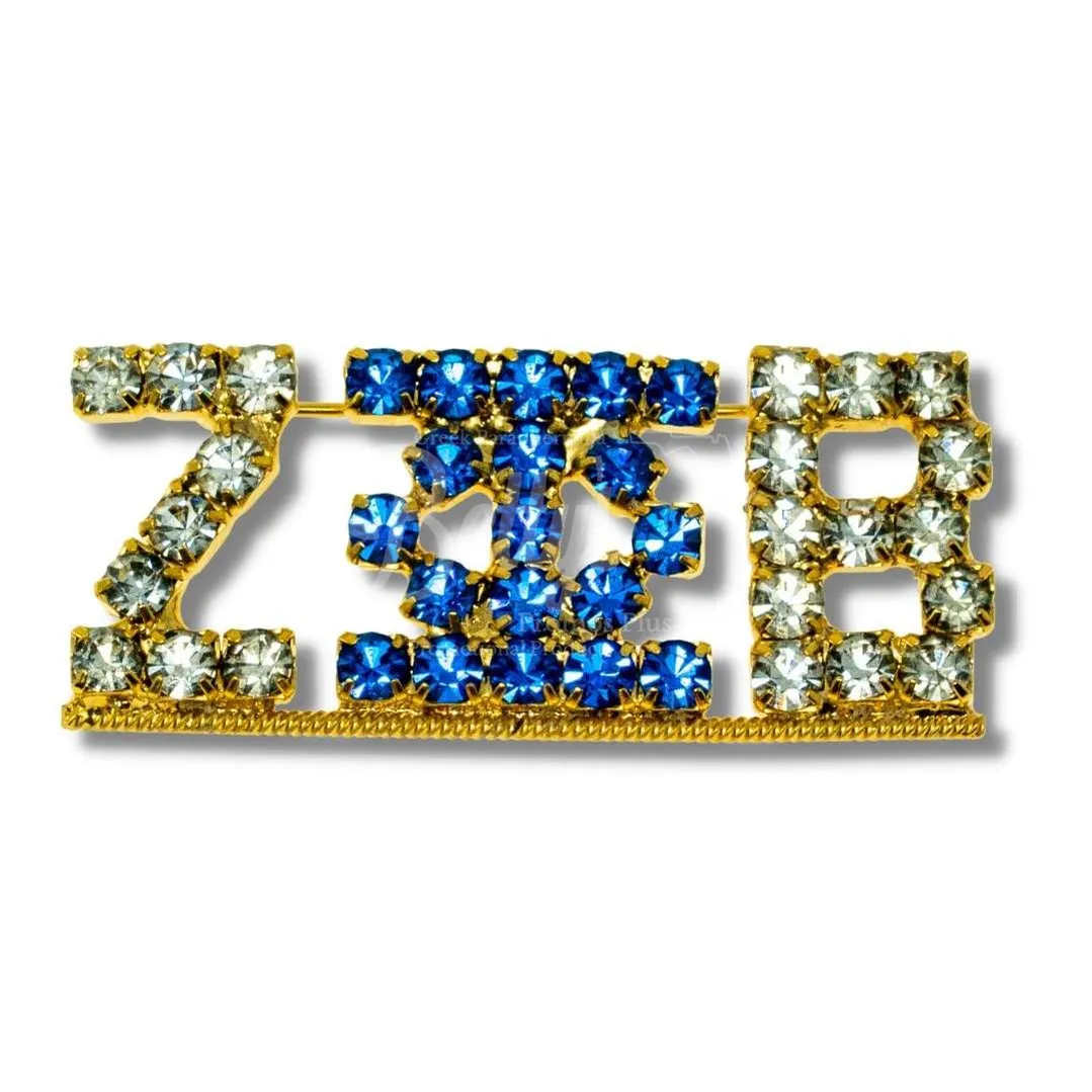 Zeta Phi Beta ΖΦΒ Greek Letters Rhinestone Pin